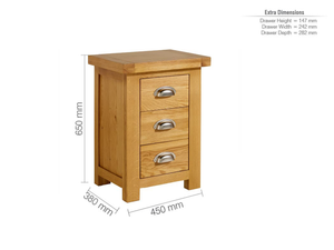 Woburn Large 3 Drawer Bedside Table