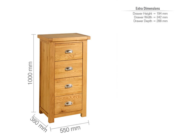 Woburn 4 Drawer Narrow Chest