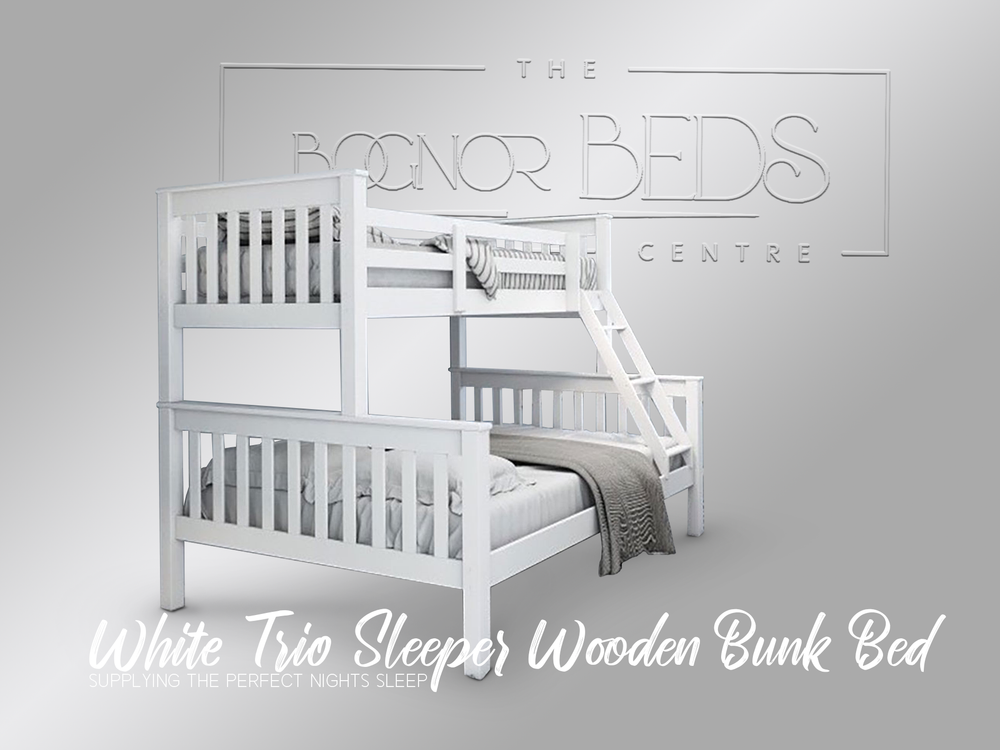 White Trio Sleeper Wooden Bunk Bed